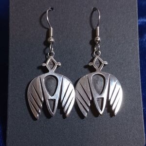 Vintage Thunderbird Sterling Silver Overlay Dangle Earrings
